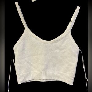 White Sweater Knit Women's Crop Top